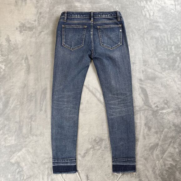 Miss Me Junior's Size 27 Ankle Skinny Jeans Dark Wash Raw Hem  27x27 - Picture 10 of 10